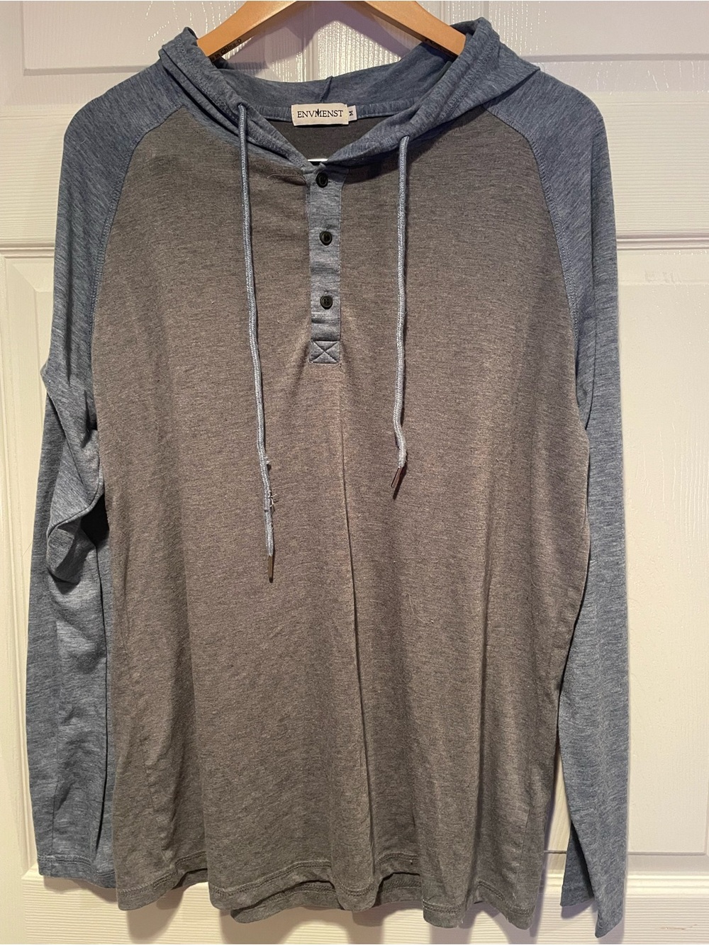 Men's Two-Tone Gray Hooded Henley